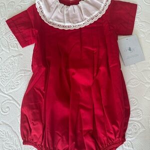 Red Baby Bodysuit with White Collar